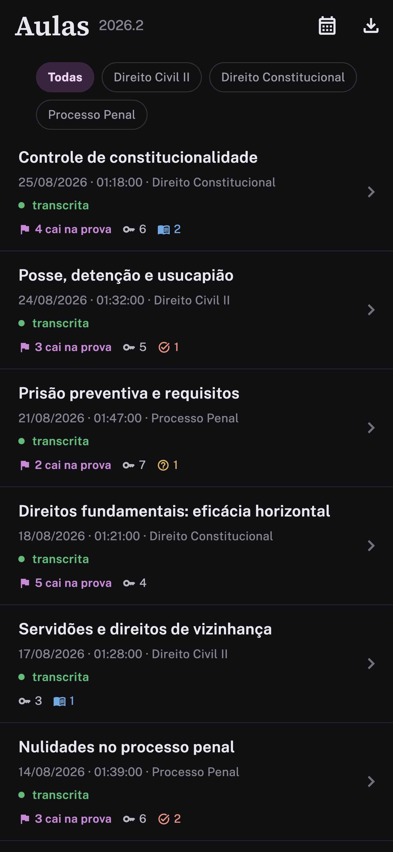 Biblioteca de aulas organizada