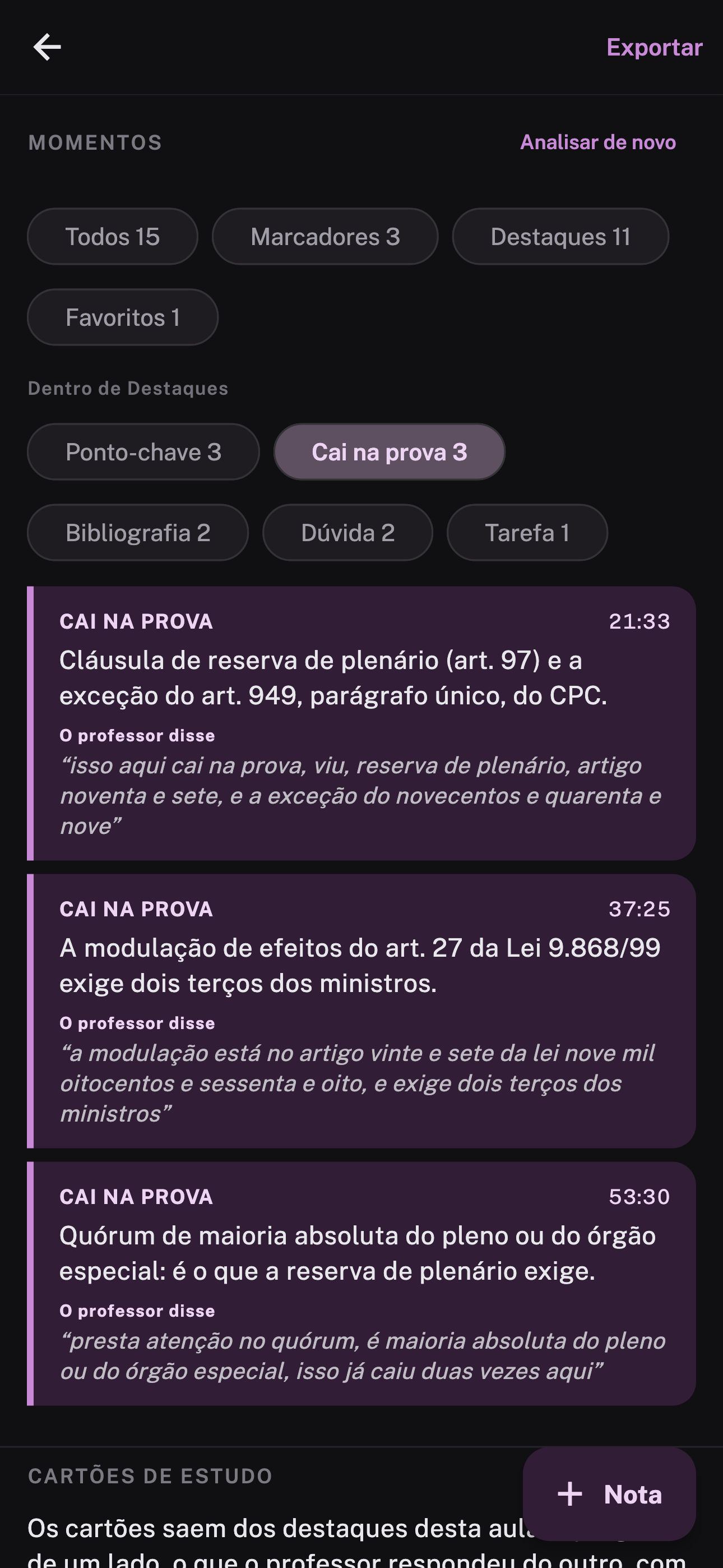 Momentos filtrados por Cai na prova: só os destaques desse tipo, com a citação literal do professor e o horário.