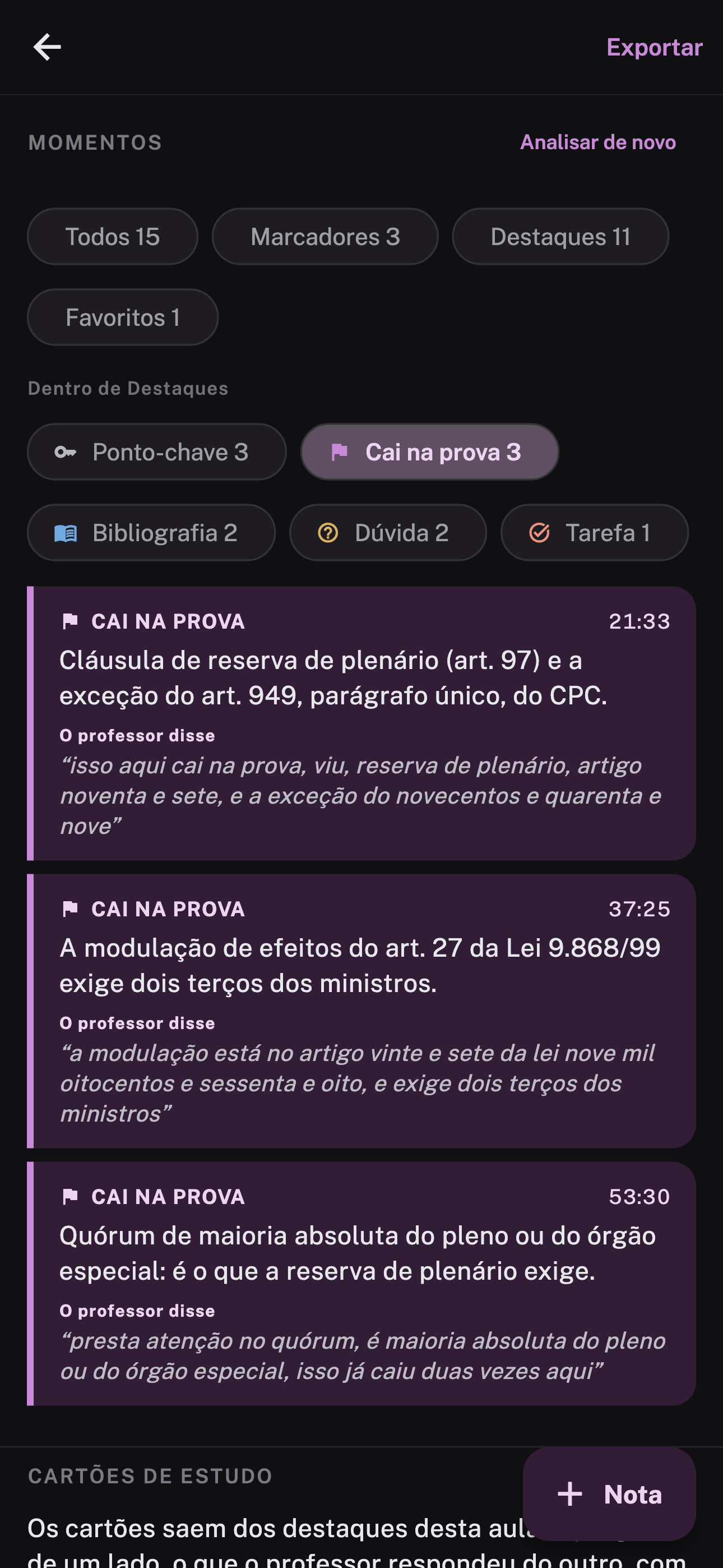 Destaques do tipo cai na prova